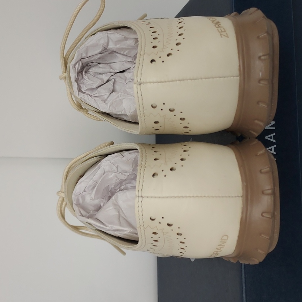Cole Haan Cream Wingtip Sneakers with Brown Sole - Picture 5 of 13